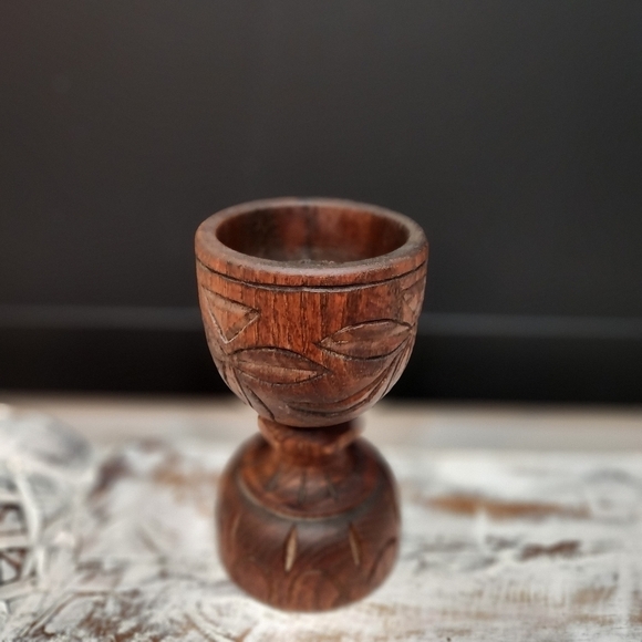 VINTAGE Chunky Solid Wood Hand Carved Goblet Very Unique!! Bohemian - Picture 3 of 8